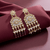 Tessara Gold-Plated Kundan Chandelier Earrings with Wine Beads