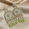 Tessara Gold-Plated Kundan Chandelier Earrings with Pista Green Beads