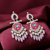 Tessara Silver-Plated Multicolor Meenakari Earrings with Lavender Beaded Tassels