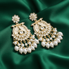 Tessara Gold-Plated Kundan & Pearl Drop Earrings in White