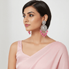 Tessara Silver Kundan Drop Earrings with Rani Pink Beads