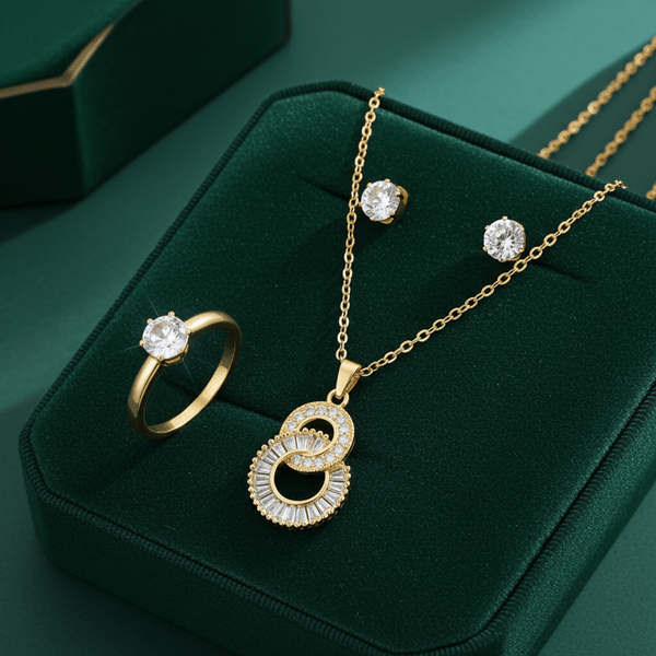 Tessara Gold-Plated Interlocked Zirconia Pendant Set