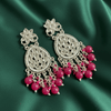Tessara Silver Kundan Teardrop Danglers with Rani Pink Beads