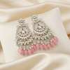 Tessara Silver-Plated Kundan Chandelier Earrings with Dusty Pink Beads