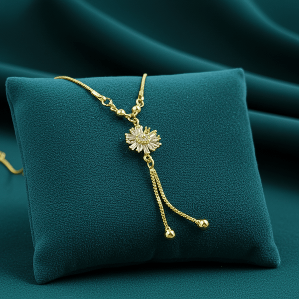 Tessara Gold-Plated Zirconia Floral Dangler Pendant