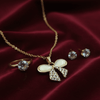 Tessara Gold-Plated Translucent Stone Bow & Zirconia Pendant Set