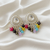 Tessara Silver-Plated Kundan Drop Earrings with Multicolor Beaded Fringe