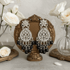 Tessara Silver-Plated Kundan Dangler Earrings with Black Beaded Tassels