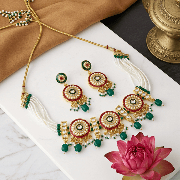 Tessara Alloy Gold-plated Multicolor Jewel Set