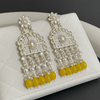 Tessara Silver-Plated Kundan Chandelier Earrings with Yellow Beads