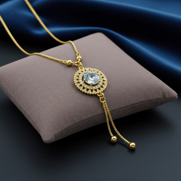 Tessara Gold-Plated Zirconia Floral & Multicolor Dangler Pendant