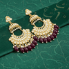 Tessara Gold Kundan Pearl Chandbali with Wine Beads