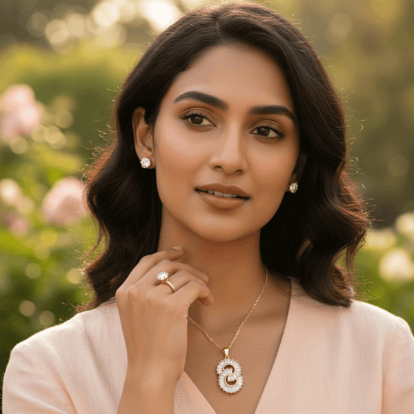 Tessara Gold-Plated Interlocked Zirconia Pendant Set