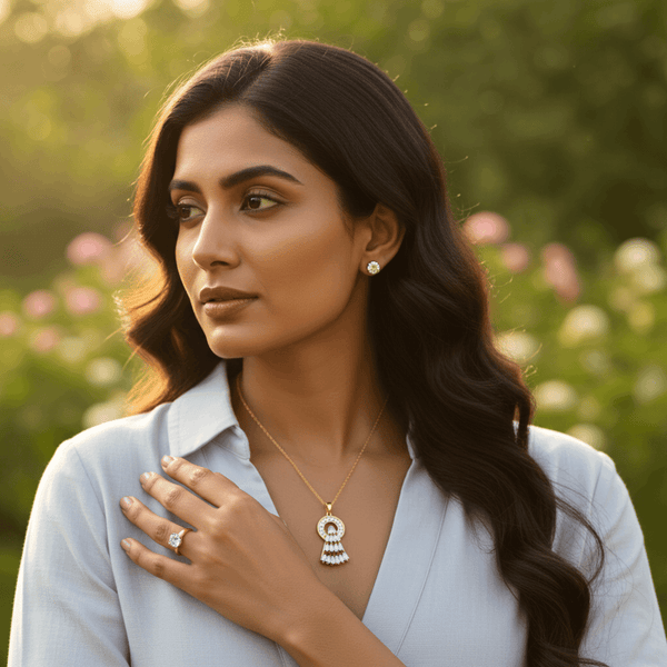 Tessara Gold-Plated Zirconia Cascade & Solitaire Pendant Set