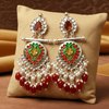 Tessara Silver-Plated Multicolor Meenakari Earrings with Ruby Red Beaded Tassels