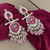 Tessara Silver-Plated Hand-Painted Meenakari Dangler Earrings with Pink Beads