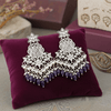 Tessara Silver Kundan Chandeliers with Purple Beads