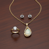Tessara Gold-Plated Translucent Stone Teardrop Pendant Set