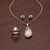 Tessara Gold-Plated Translucent Stone Teardrop Pendant Set