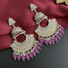 Tessara Silver-Plated Kundan Chandbali Earrings with Lavender Beads