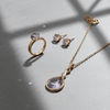 Tessara Lilac Stone-Studded Pendant Set, Gold-Toned