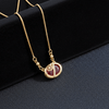 Tessara Gold-Plated Ruby-Toned & Floral Pendant