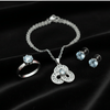 Tessara Silver Zirconia Floral & Solitaire Pendant Set