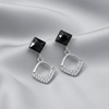 Tessara Sterling Silver Black Stone & Zirconia Drop Earrings