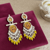 Tessara Silver-Plated Multicolor Meenakari Earrings with Yellow Beaded Tassels