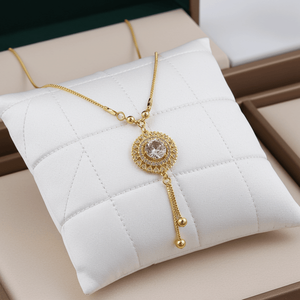 Tessara Gold-Plated Pink Stone & Zirconia Dangler Pendant