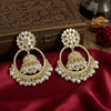 Tessara Gold Kundan & Pearl Bali Jhumki Earrings