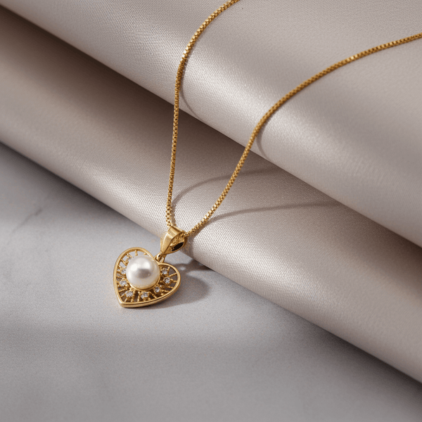Tessara Gold-Plated Pearl & Zirconia Heart Pendant