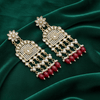 Tessara Gold-Plated Kundan Chandelier Earrings with Maroon Beads