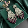 Tessara Silver Kundan Teardrop Danglers with Wine Beads