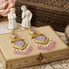 Tessara Gold-Plated Carved Stone & Pearl Drop Earrings in Lavender
