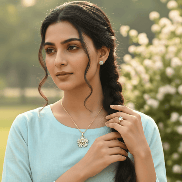 Tessara Gold-Plated Zirconia Star & Solitaire Pendant Set