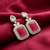 Tessara Silver-Plated Kundan Drop Earrings with Carved Rani Pink Stone