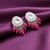 Tessara Silver-Plated Kundan Drop Earrings with Rani Pink Beaded Fringe