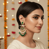 Tessara Gold-Plated Multicolor Meenakari Earrings with Green Beaded Tassels