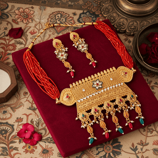 Tessara Alloy Gold-plated Multicolor Jewel Set