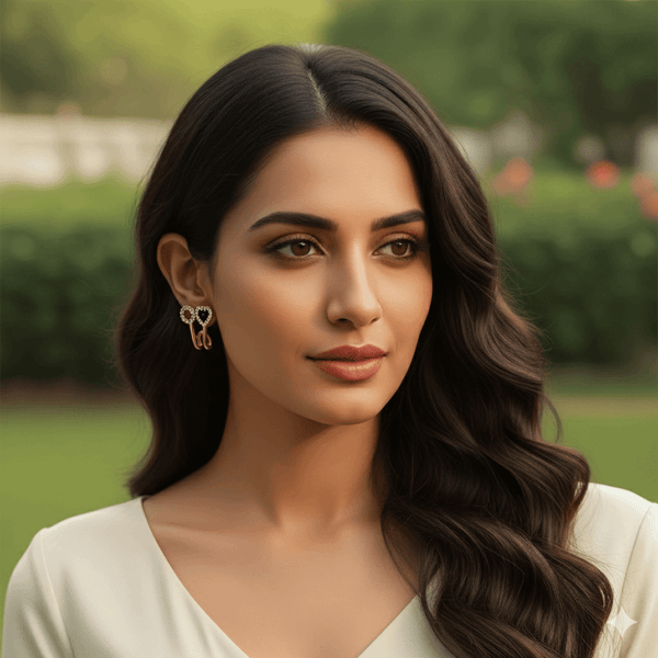 Tessara Rose Gold-Plated Black Stone Heart & Zirconia Earrings