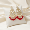 Tessara Gold-Plated Kundan & Pearl Chandbali Earrings with Ruby Red Beads