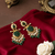 Tessara Gold-Plated Carved Stone & Pearl Drop Earrings in Bottle Green