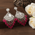Tessara Silver-Plated Kundan Chandelier Earrings with Rani Pink Beaded Tassels