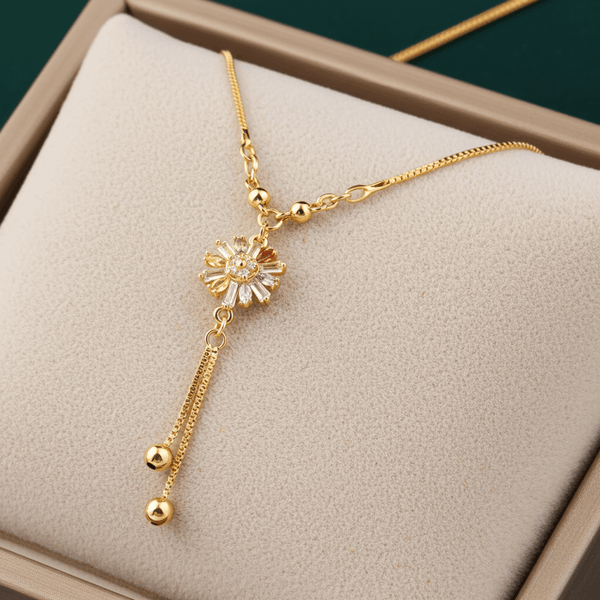 Tessara Gold-Plated Zirconia Floral & Multicolor Dangler Pendant