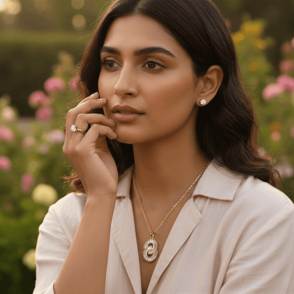 Tessara Gold-Plated Interlocked Zirconia Pendant Set