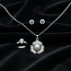 Tessara Sterling Silver Pearl & Zirconia Floral Pendant Set