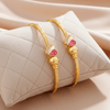 Tessara Pink Meenakari Heart Bangles, Gold-Toned