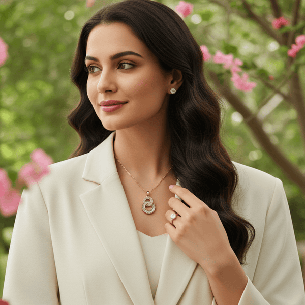 Tessara Rose Gold-Plated Interlocked Zirconia Pendant Set