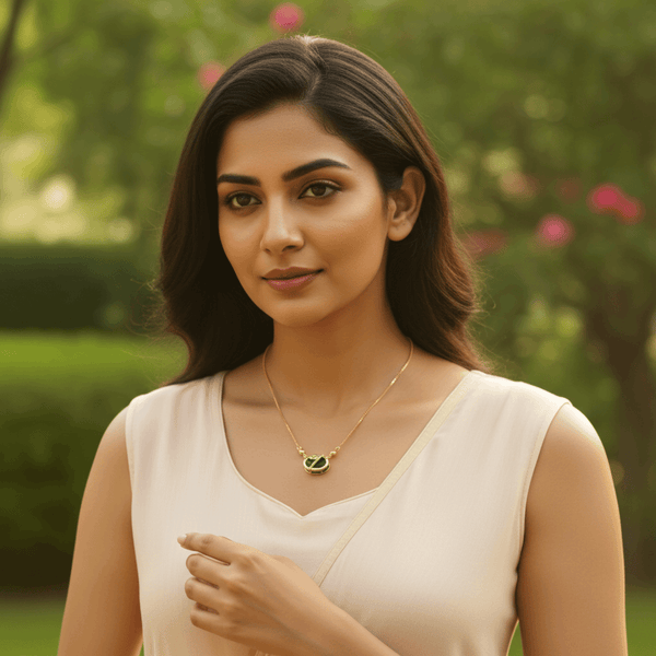 Tessara Gold-Plated Emerald-Toned & Floral Pendant